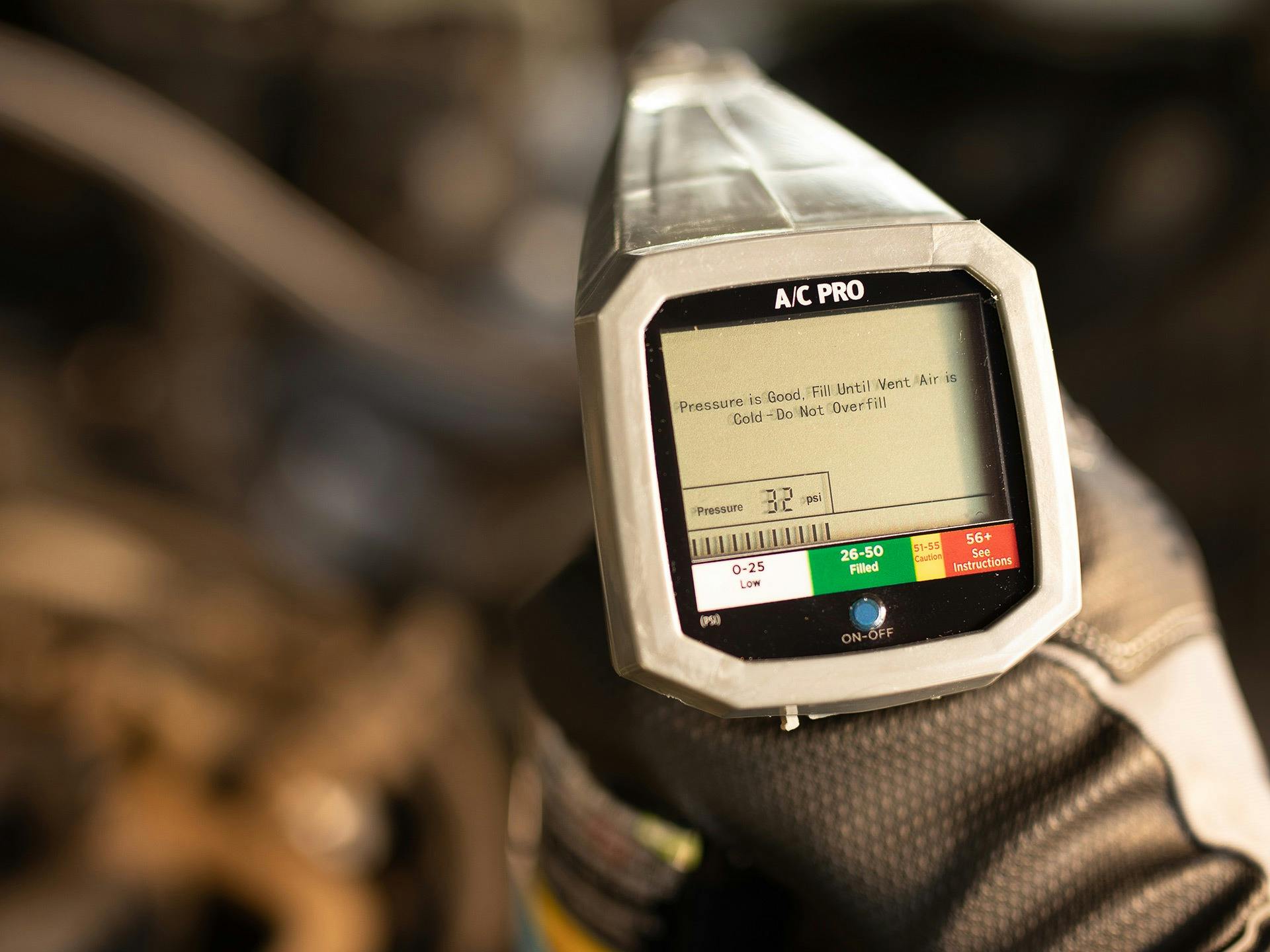 A/C Pro Digital Display Automotive Recharge Gauge & Hose - R-134A Refrigerant Charging Tool